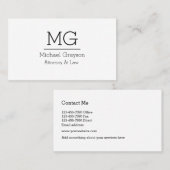 Classy Attorney Monogram Design Visitekaartje (Voorkant / Achterkant)