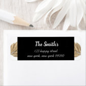 Classy B/W/Gold Flower retouradreslabels Etiket (Insitu)