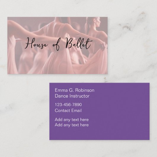Classy Ballet Instructor Visitekaartjes (Voorkant / Achterkant)
