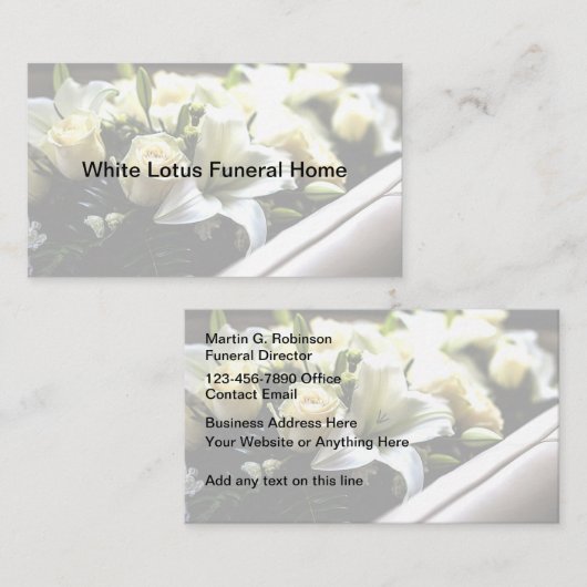 Classy Begrafeniswoning Visitekaartjes Design (Voorkant / Achterkant)