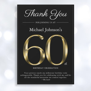 Classy Black and Gold 60th Birthday Carte de remer