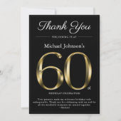 Classy Black and Gold 60th Birthday Carte de remer (Devant)