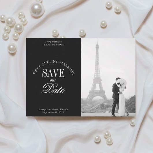Classy Black and White Elegant Save the Date Card