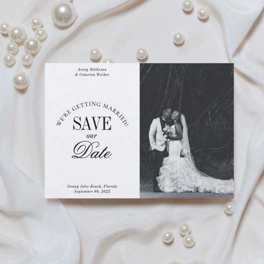 Classy Black and White Elegant Save the Date Card