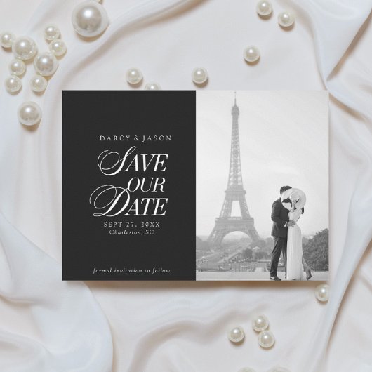 Classy Black and White Elegant Save the Date Card