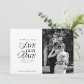 Classy Black and White Elegant Save the Date Card (Debout devant)