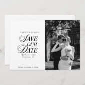 Classy Black and White Elegant Save the Date Card (Devant / Derrière)