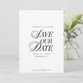 Classy Black and White Elegant Save the Date Card (Debout devant)