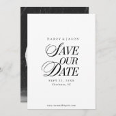 Classy Black and White Elegant Save the Date Card (Devant / Derrière)
