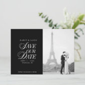 Classy Black and White Elegant Save the Date Card (Debout devant)