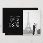 Classy Black and White Elegant Save the Date Card (Devant / Derrière)