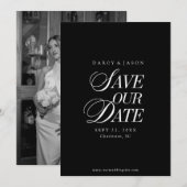 Classy Black and White Elegant Save the Date Card (Devant / Derrière)