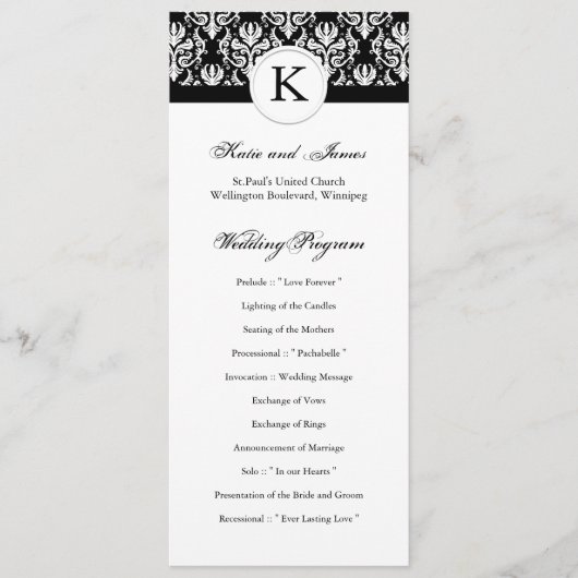 Classy Black and White Wedding Program Programma (Voorkant)