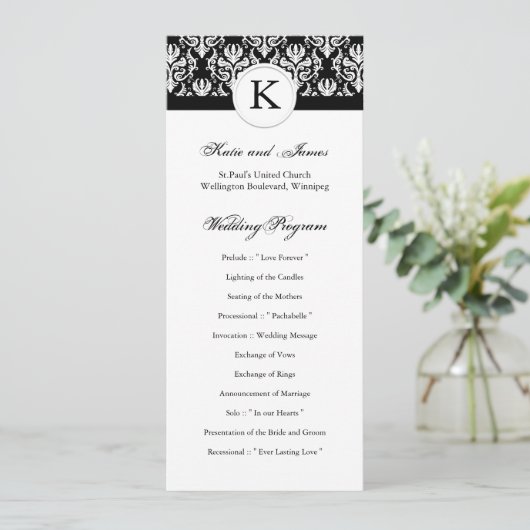 Classy Black and White Wedding Program Programma (Staand voorkant)