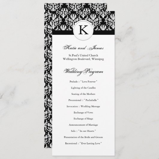 Classy Black and White Wedding Program Programma (Voorkant / Achterkant)