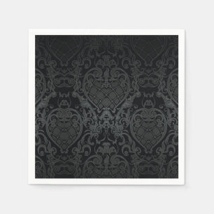 CLASSY BLACK BAROQUE CREST PATTERN NAPKIN DESIGN SERVET