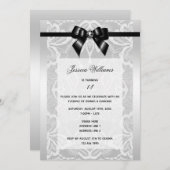 Classy Black Bow & Lace Verjaardag Kaart (Voorkant / Achterkant)