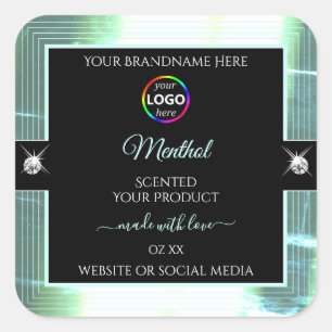 Classy Black brillant Ice Blue Logo Étiquette prod