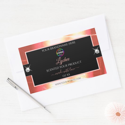 Classy Black brillant Rose Golden Logo Étiquette d (Enveloppe)