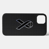 Classy Black Chrome Style Ribbon Awareness Case-Mate iPhone Case (Achterkant (horizontaal))