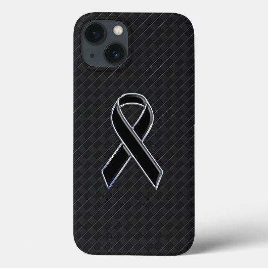 Classy Black Chrome Style Ribbon Awareness Case-Mate iPhone Case (Achterkant)