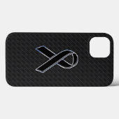 Classy Black Chrome Style Ribbon Awareness Case-Mate iPhone Case (Achterkant (horizontaal))