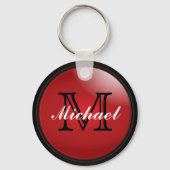Classy Black en Deep Red Monogram - naam Sleutelhanger (Voorkant)