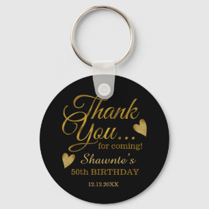 Classy Black en Gold 50th Birthday Name Hartelijk Sleutelhanger