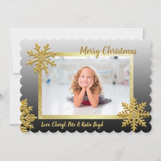 Classy Black en Gold Aangepaste kerstfoto Kaart (Voorkant)