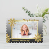 Classy Black en Gold Aangepaste kerstfoto Kaart (Staand voorkant)