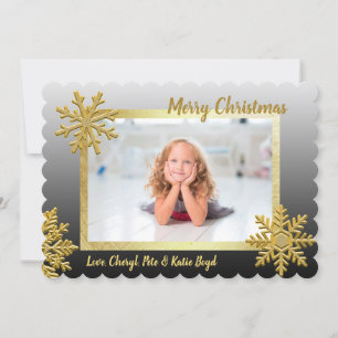 Classy Black en Gold Aangepaste kerstfoto Kaart