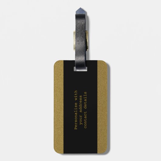 Classy Black en Gold Glitter Mr en Mrs. Bagagelabel (Achterkant verticaal)