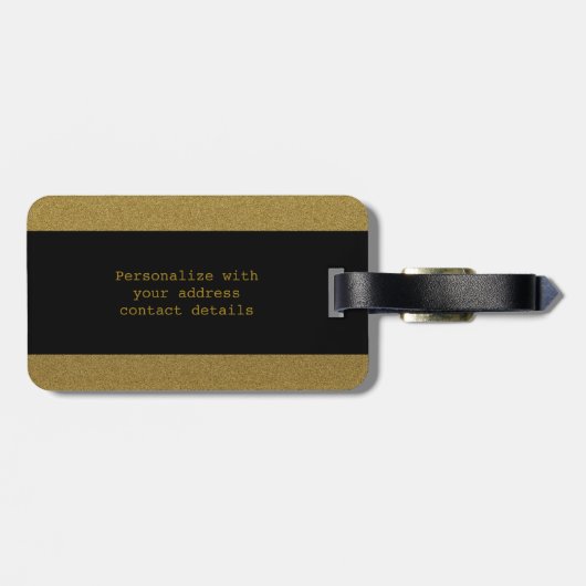 Classy Black en Gold Glitter Mr en Mrs. Bagagelabel (Achterkant horizontaal)