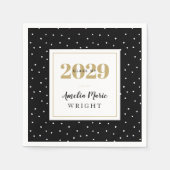 Classy Black en Gold Personalized Afstuderen Servet (Voorkant)