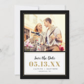 Classy Black en Gold Photo Save the Date (Voorkant)