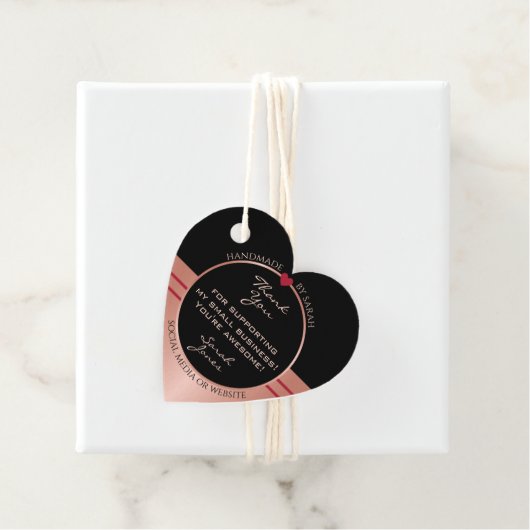 Classy Black en Roos Gold Packaging Hartelijk dank Bedankjes Labels (In situ)