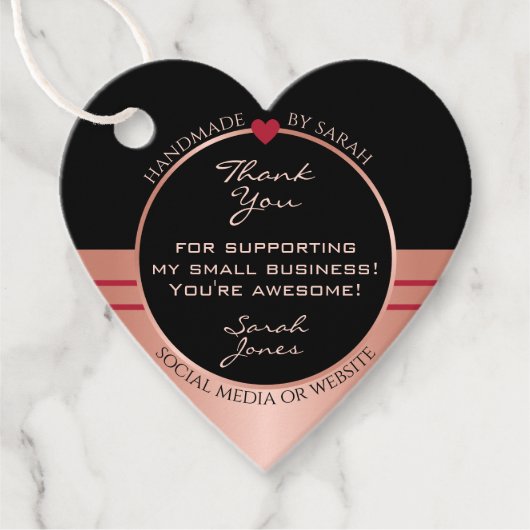 Classy Black en Roos Gold Packaging Hartelijk dank Bedankjes Labels (Voorkant)