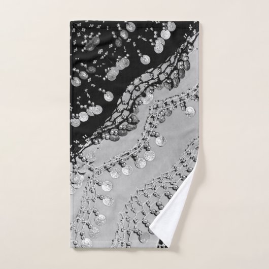Classy Black en Silver Gypsy Coin Scarf Bad Handdoek (Handdoek)