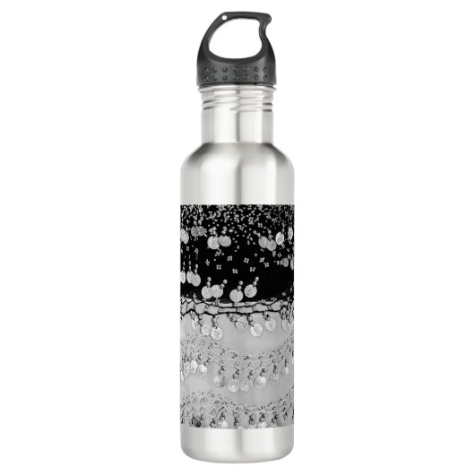 Classy Black en Silver Gypsy Scarf Waterfles (Voorkant)