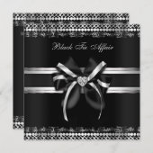 Classy Black en Silver Invite Kaart (Voorkant / Achterkant)