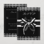 Classy Black en Silver RSVP Kaartje (Voorkant / Achterkant)