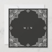 Classy Black en White Art Deco  huwelijk Kaart (Achterkant)