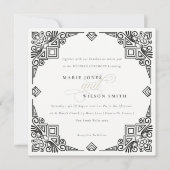 Classy Black en White Art Deco  huwelijk Kaart (Voorkant)