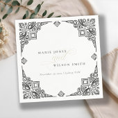 Classy Black en White Art Deco  huwelijk Servet