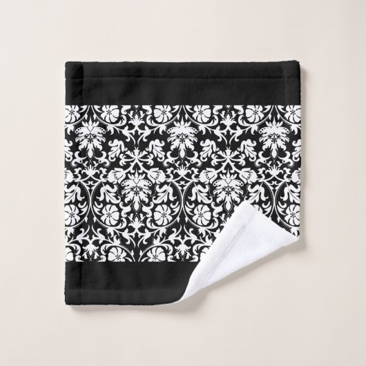 Classy Black en White Damask Bad Handdoek (Wasdoekje)