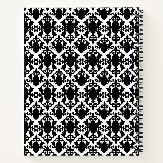 Classy Black en White Damask Notitieboek (Achterkant)