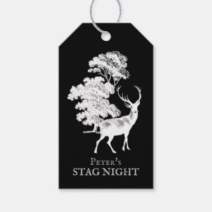 Classy Black en White Deer Silhouette Cadeaulabel