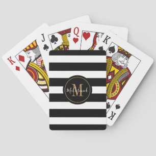 Classy Black en White Monogrammed Personalized Pokerkaarten