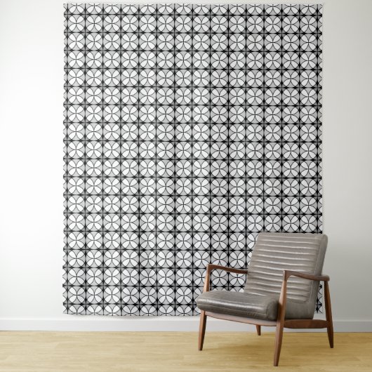 Classy Black en white Shippo Pattern Wandkleed (In situ)