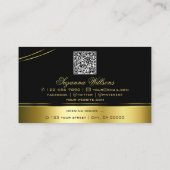Classy Black Gold Curved Lines Monogram QR-code Visitekaartje (Achterkant)